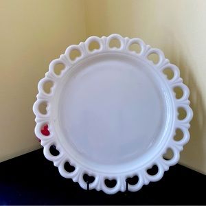 Vintage Anchor Hocking Milk Glass Platter Old Colony Open Lace Large